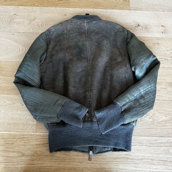 Georgio Brato Leather Bomber Jacket in Green & Brown - Picture 9 of 11